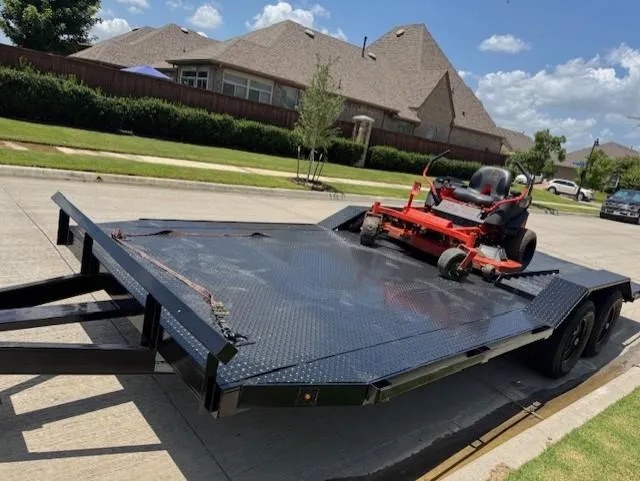 MR Equipment Rental 20ft car hauler loaded and ready in Wylie, TX